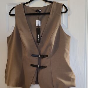 Fashion Nova Tan Vest with Buckle Details